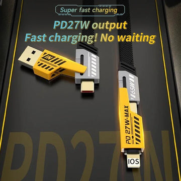 4 in 1 65W Fast Charging USB To Type C PD Cable Fast Charger (Universal)